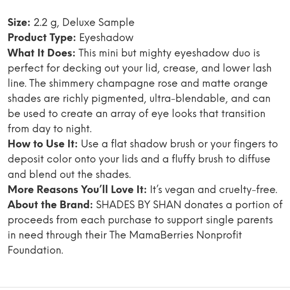 5/$25 🆕️Shades by Shan Eyeshadow Duo Honey/Peach Tangerine - Picture 6 of 7